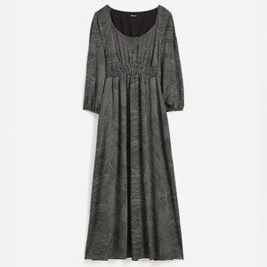 NWT Madewell Balloon-Sleeve Ruched Midi Dress in Dot
